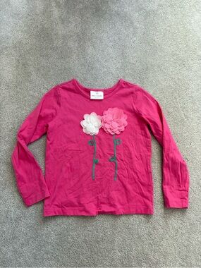 Hanna Andersson Hot Pink Long Sleeve Tee with Flower Appliqués